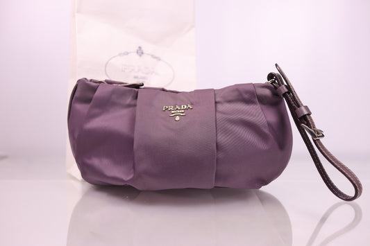 Purple Prada Tessuto Nylon Pouch Wristlet