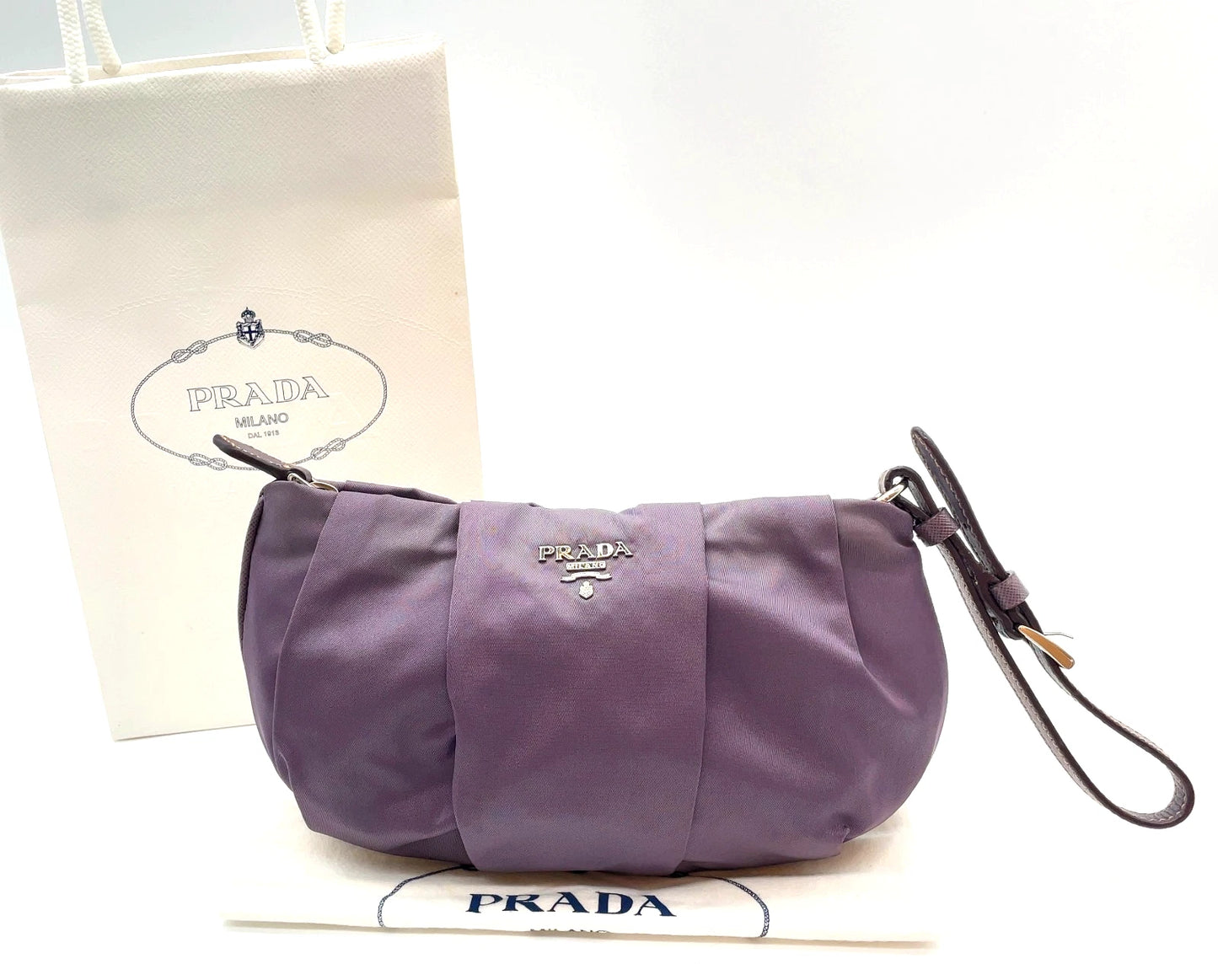 Purple Prada Tessuto Nylon Pouch Wristlet