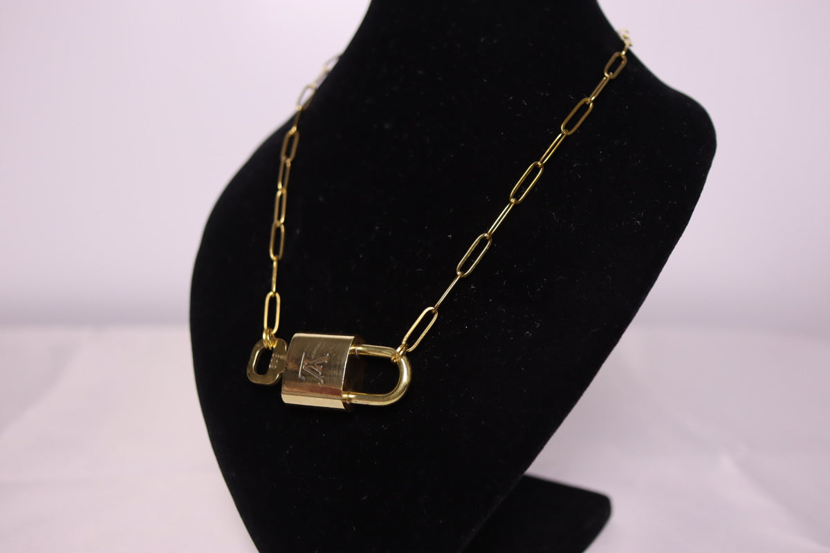 Louis Vuitton Lock & Key Paperclip Necklace | No.309
