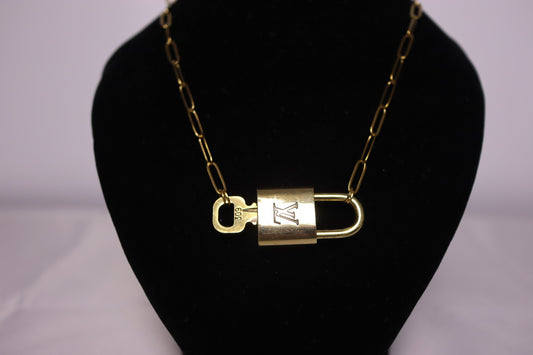 Louis Vuitton Lock & Key Paperclip Necklace | No.309