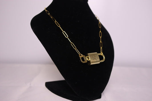 Louis Vuitton Lock & Key Paperclip Necklace | No.309