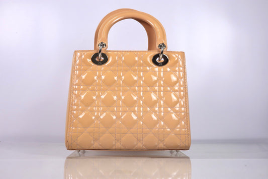 Christian Dior Lady Dior Medium Patent Cannage Rose Clair Bag