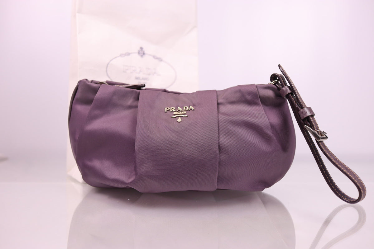 Purple Prada Tessuto Nylon Pouch Wristlet
