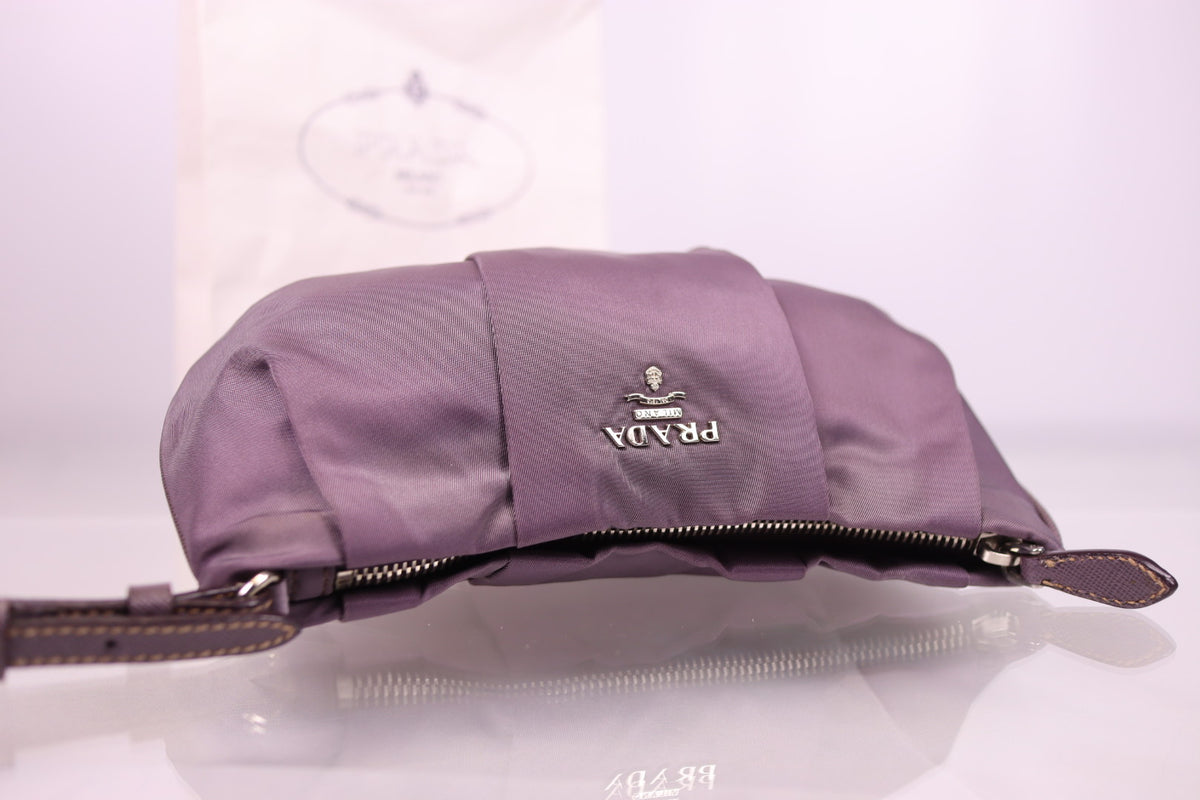 Purple Prada Tessuto Nylon Pouch Wristlet