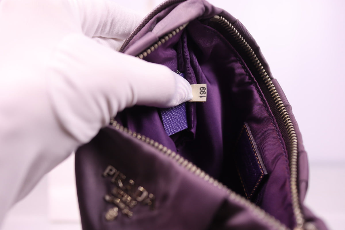 Purple Prada Tessuto Nylon Pouch Wristlet