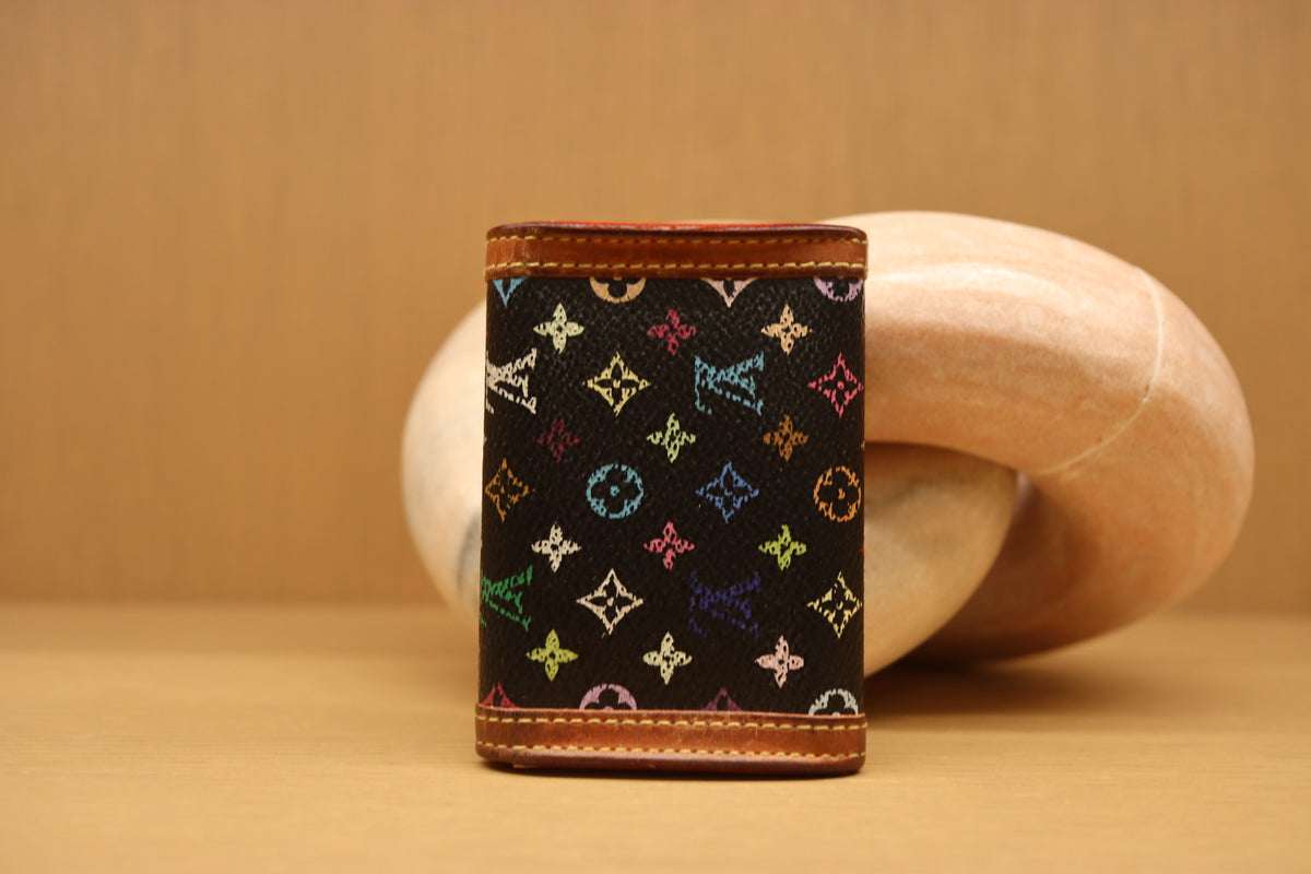 Louis Vuitton x Takashi Murakami Black Multicolor Porte Monnaie Plat Coin Purse