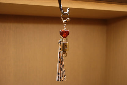 Louis Vuitton Lock & Key Amber Heart Leopard Bag Charm | No. 309