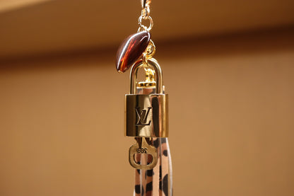 Louis Vuitton Lock & Key Amber Heart Leopard Bag Charm | No. 309