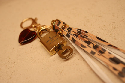 Louis Vuitton Lock & Key Amber Heart Leopard Bag Charm | No. 309
