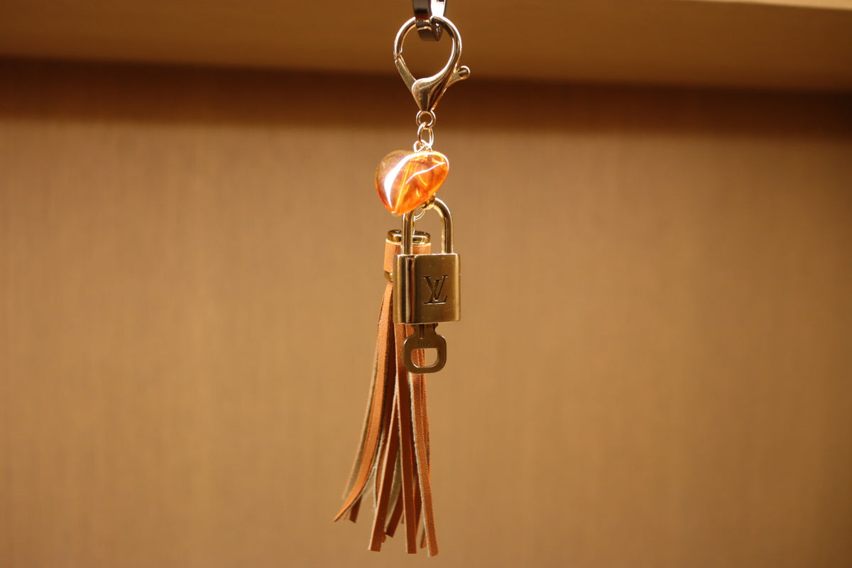 Louis Vuitton Lock & Key Amber Heart Cognac Bag Charm | No. 308