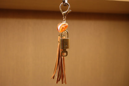 Louis Vuitton Lock & Key Amber Heart Cognac Bag Charm | No. 308