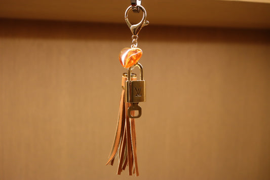 Louis Vuitton Lock & Key Amber Heart Cognac Bag Charm | No. 308