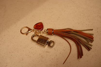 Louis Vuitton Lock & Key Amber Heart Cognac Bag Charm | No. 308