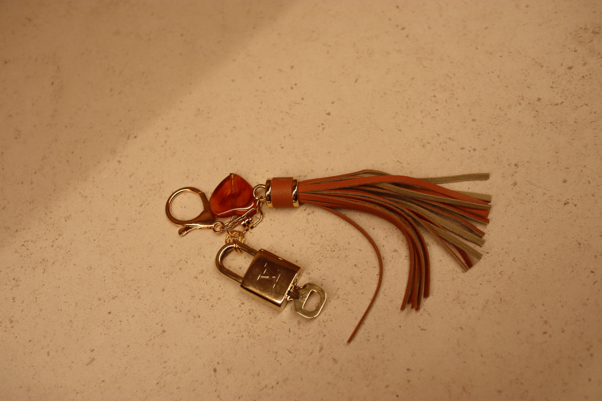 Louis Vuitton Lock & Key Amber Heart Cognac Bag Charm | No. 308