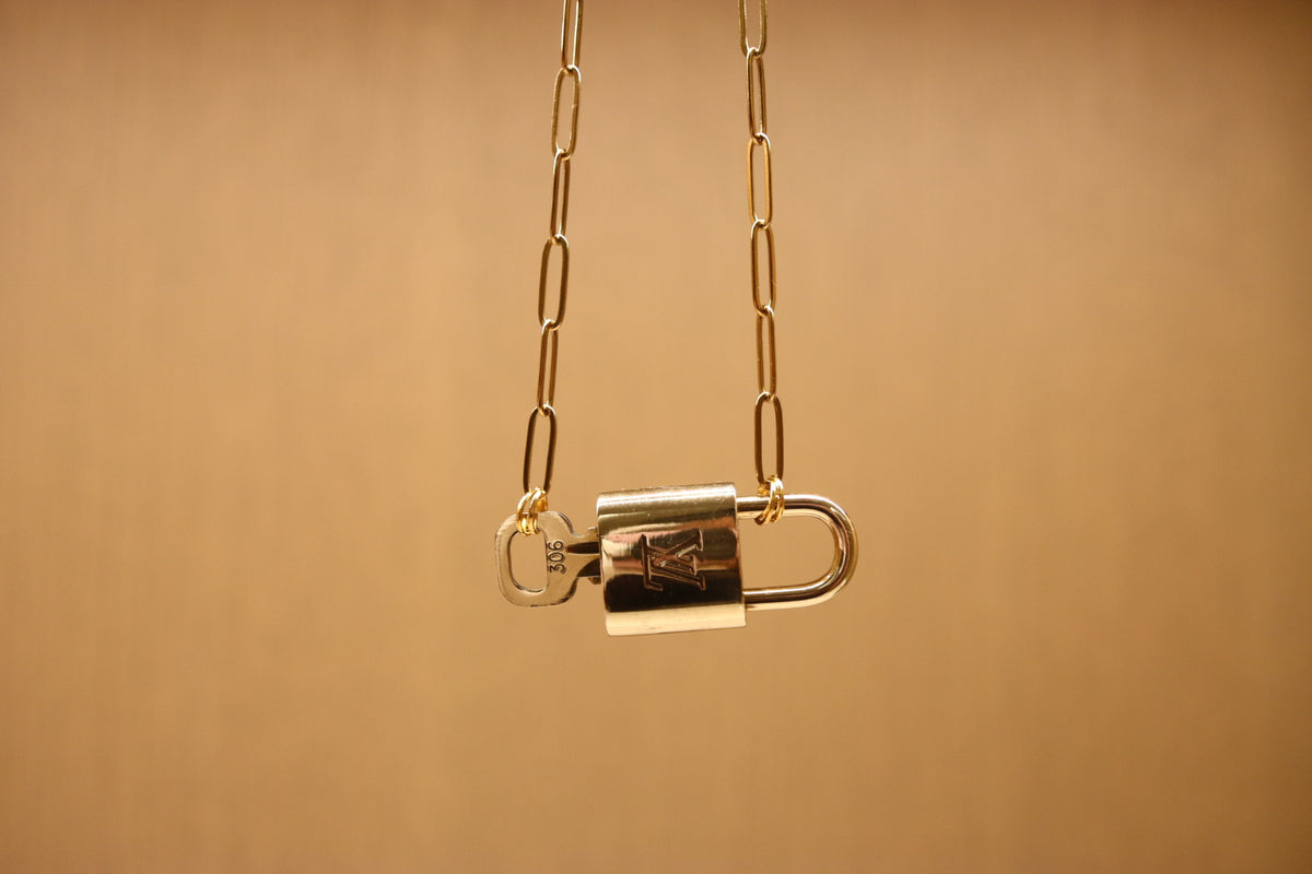 Louis Vuitton Lock & Key Paperclip Necklace | #306