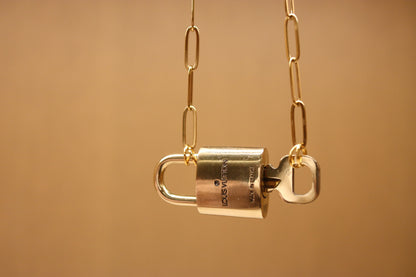 Louis Vuitton Lock & Key Paperclip Necklace | #306