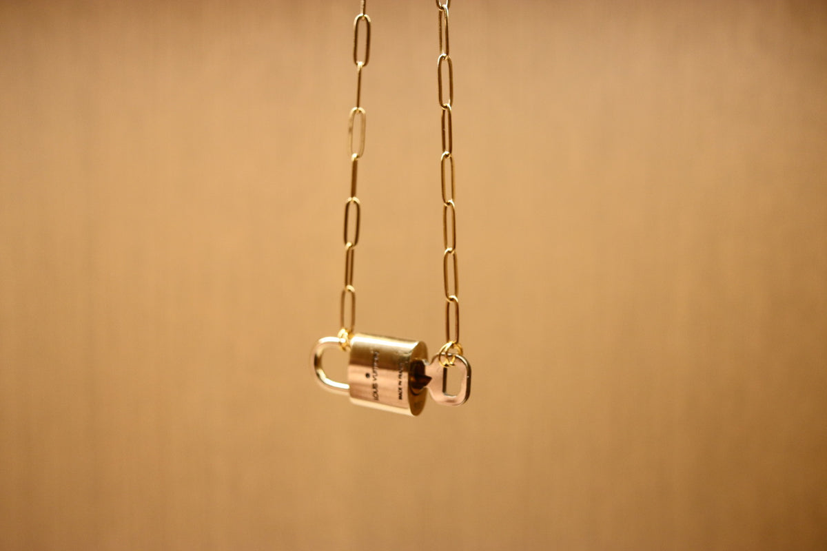 Louis Vuitton Lock & Key Paperclip Necklace | #306