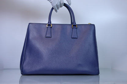 Prada Galleria Large Double Zip Tote Blue Saffiano Lux Leather