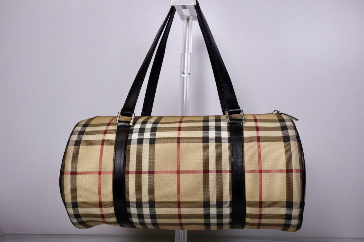 Y2K Vintage Burberry Nova Check Barrel Shoulder Bag