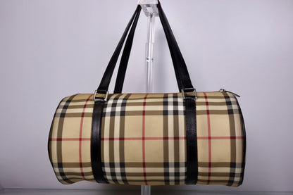 Y2K Vintage Burberry Nova Check Barrel Shoulder Bag