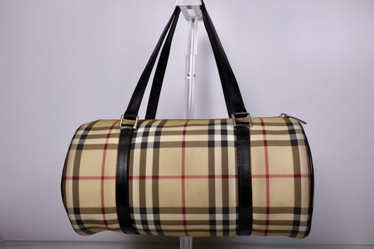 Y2K Vintage Burberry Nova Check Barrel Shoulder Bag