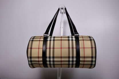 Y2K Vintage Burberry Nova Check Barrel Shoulder Bag