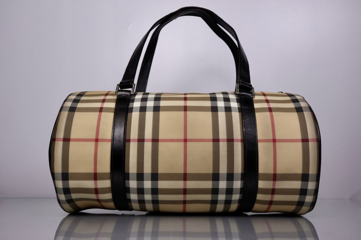 Y2K Vintage Burberry Nova Check Barrel Shoulder Bag