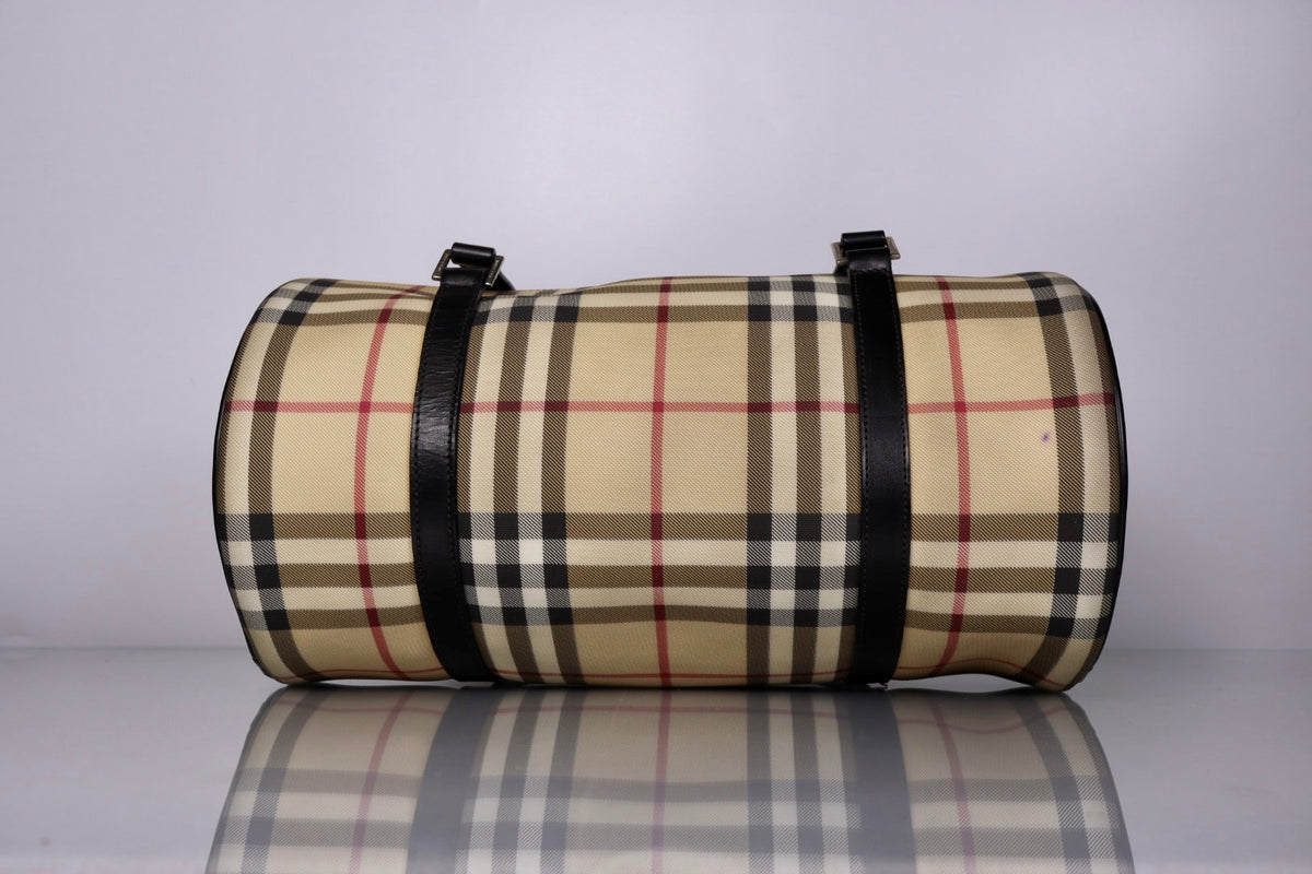 Y2K Vintage Burberry Nova Check Barrel Shoulder Bag