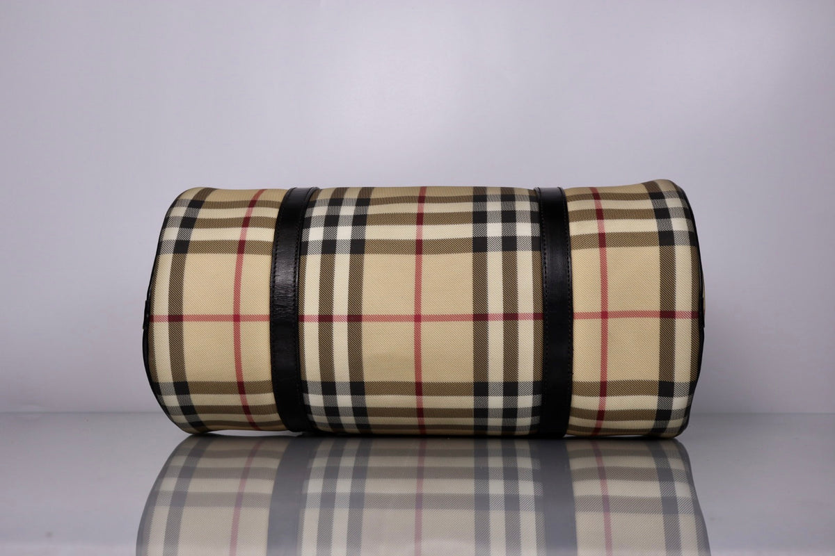 Y2K Vintage Burberry Nova Check Barrel Shoulder Bag