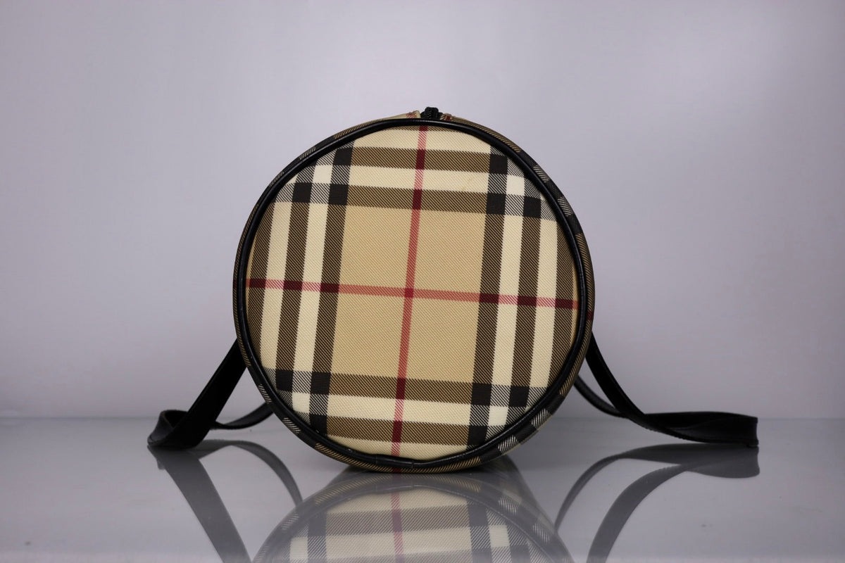 Y2K Vintage Burberry Nova Check Barrel Shoulder Bag