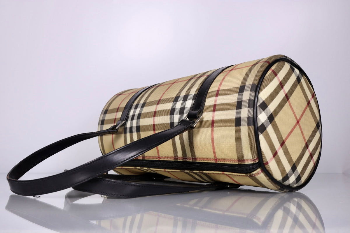Y2K Vintage Burberry Nova Check Barrel Shoulder Bag