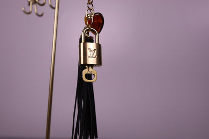 Louis Vuitton Lock & Key Amber Heart Black Bag Charm | No. 302