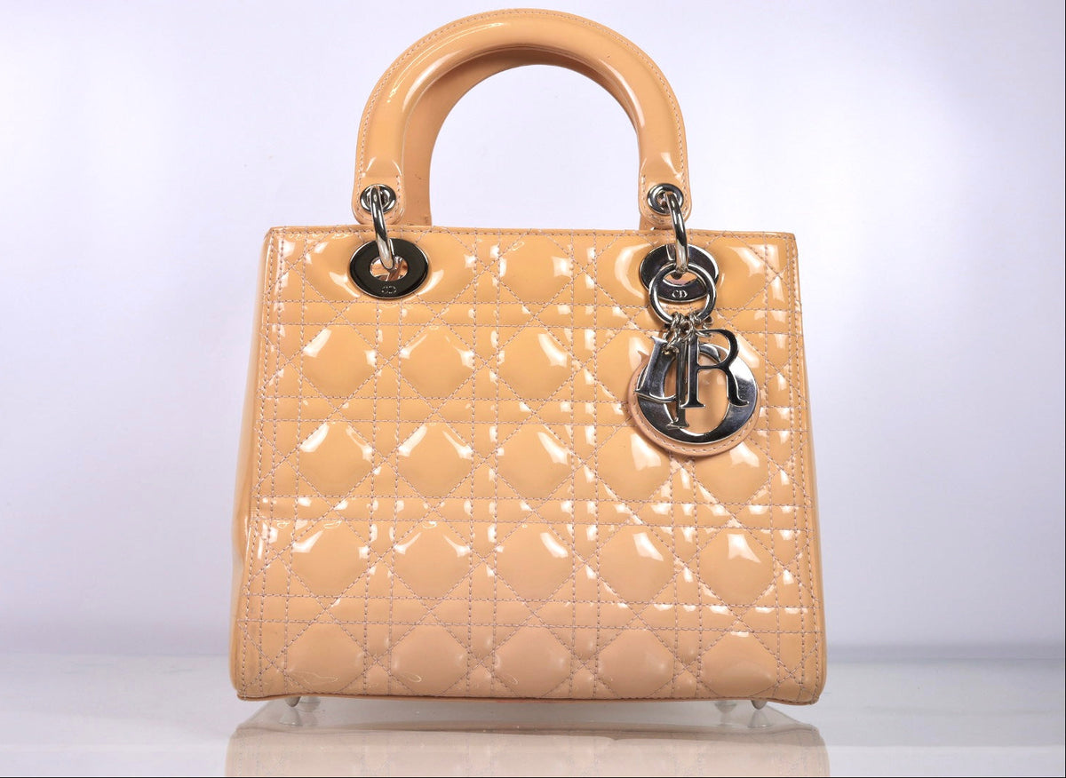 Christian Dior Lady Dior Medium Patent Cannage Rose Clair Bag