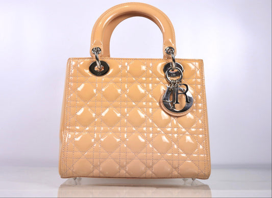 Christian Dior Lady Dior Medium Patent Cannage Rose Clair Bag