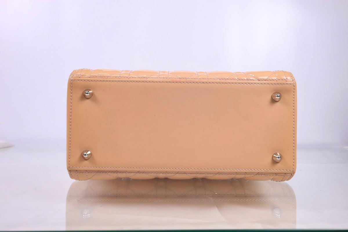 Christian Dior Lady Dior Medium Patent Cannage Rose Clair Bag