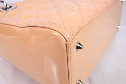 Christian Dior Lady Dior Medium Patent Cannage Rose Clair Bag