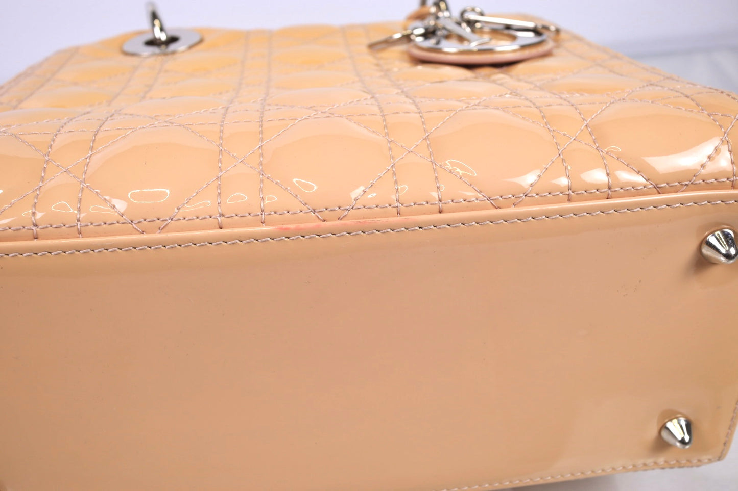 Christian Dior Lady Dior Medium Patent Cannage Rose Clair Bag