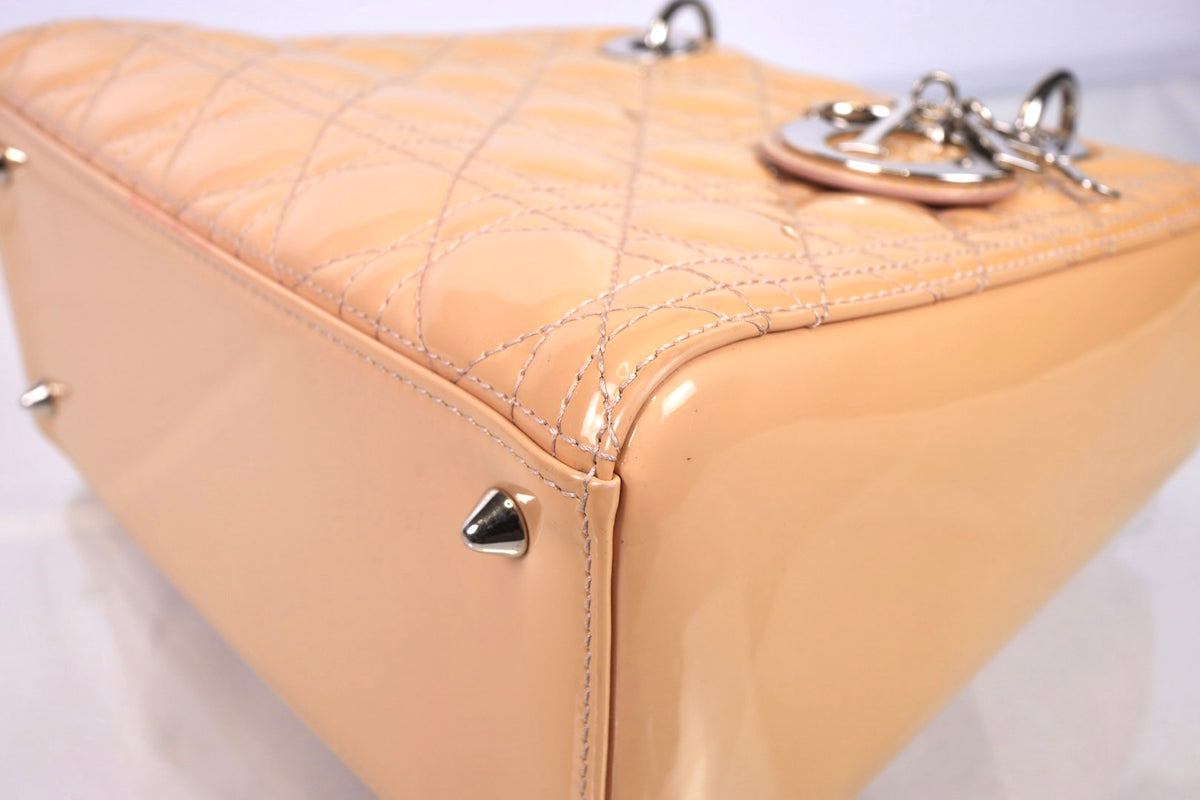 Christian Dior Lady Dior Medium Patent Cannage Rose Clair Bag