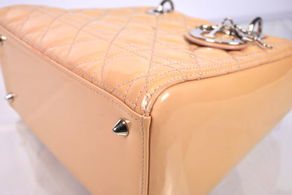 Christian Dior Lady Dior Medium Patent Cannage Rose Clair Bag