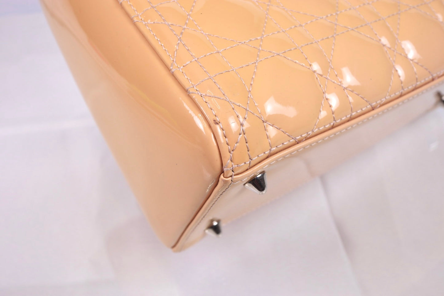 Christian Dior Lady Dior Medium Patent Cannage Rose Clair Bag