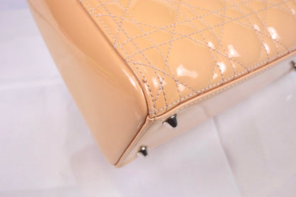 Christian Dior Lady Dior Medium Patent Cannage Rose Clair Bag