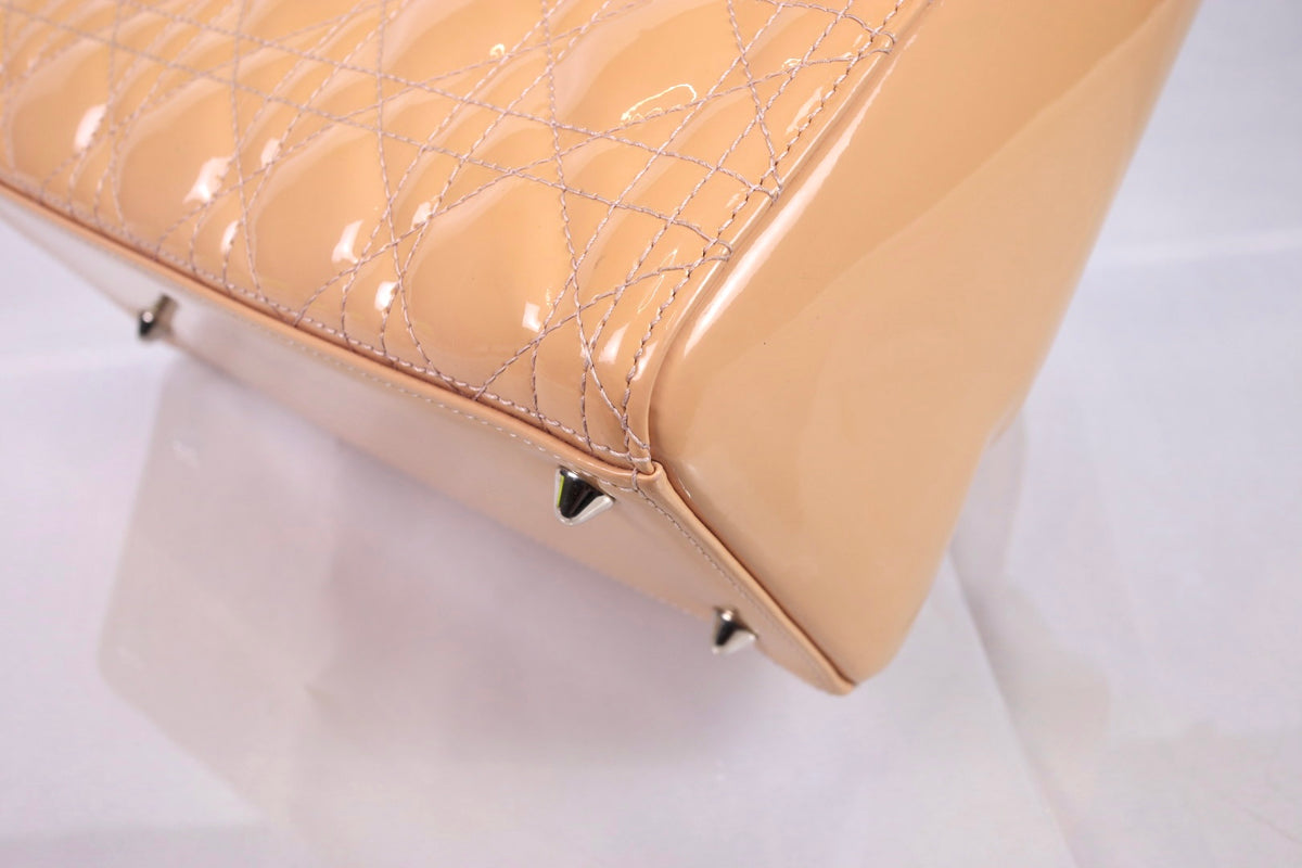 Christian Dior Lady Dior Medium Patent Cannage Rose Clair Bag