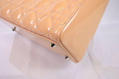 Christian Dior Lady Dior Medium Patent Cannage Rose Clair Bag