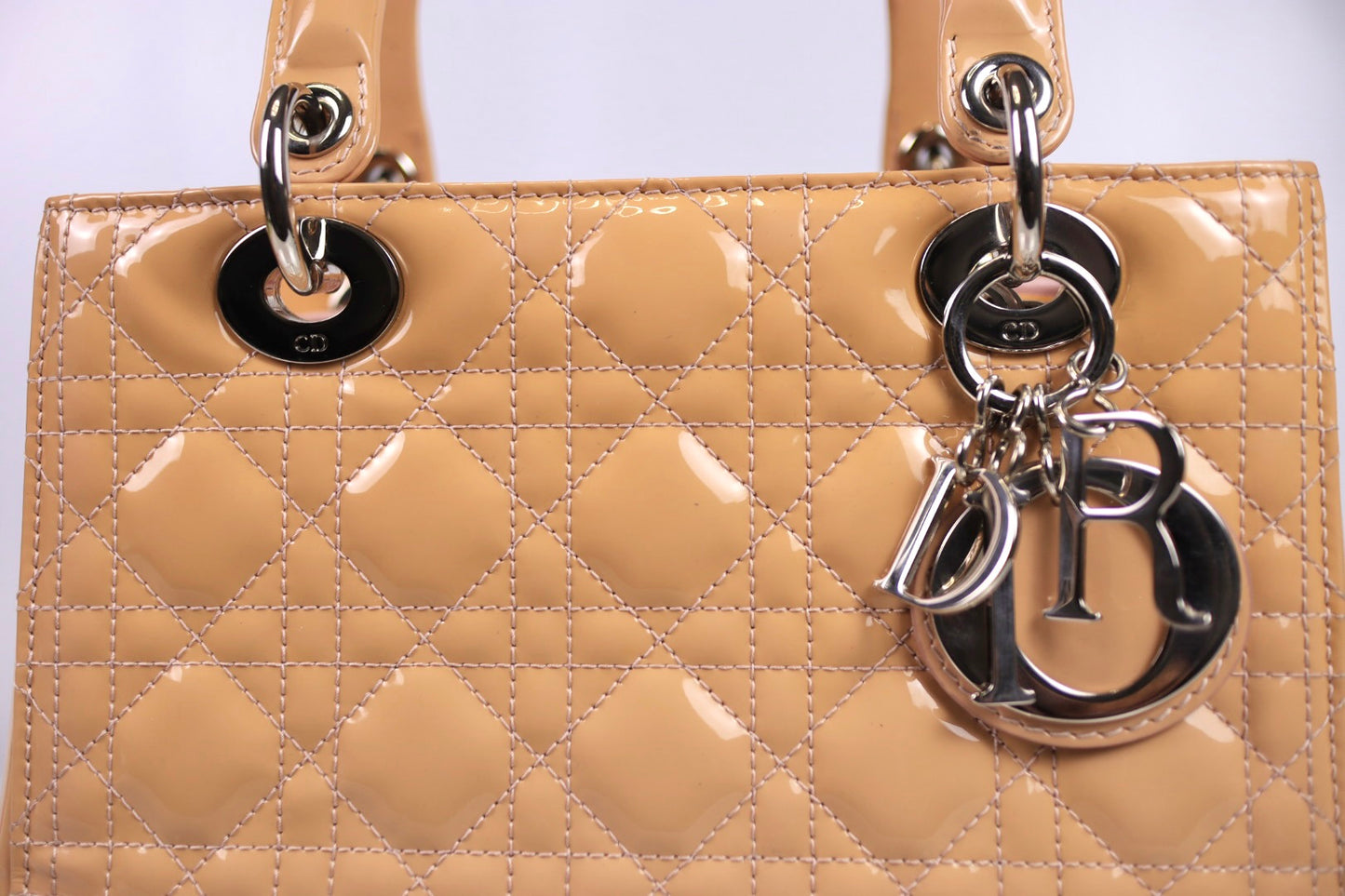 Christian Dior Lady Dior Medium Patent Cannage Rose Clair Bag