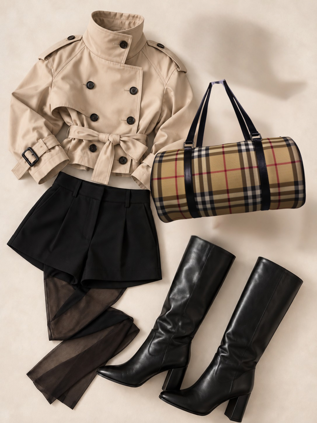 Y2K Vintage Burberry Nova Check Barrel Shoulder Bag